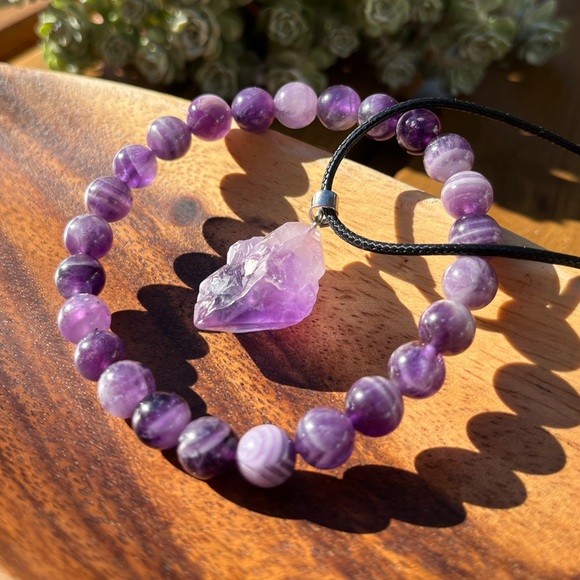 Amethyst bracelet‎ and necklace set - Picture 1 of 5